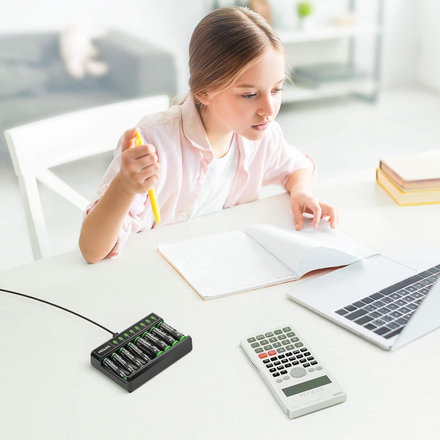 8-Bay Smart Charger with AA AAA Rechargeable Battery, 4 X 2800Mah AA & 4 X1100Mah AAA Batteries – Fast Charging for Home Camera Devices