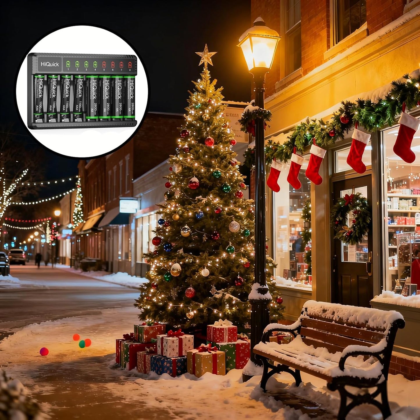 8-Bay Smart Charger with AA AAA Rechargeable Battery, 4 X 2800Mah AA & 4 X1100Mah AAA Batteries – Fast Charging for Home Camera Devices