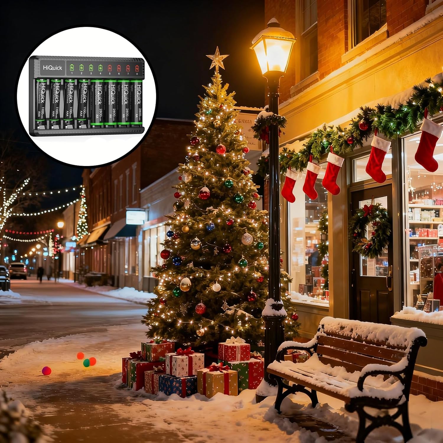 8-Bay Smart Charger with AA AAA Rechargeable Battery, 4 X 2800Mah AA & 4 X1100Mah AAA Batteries – Fast Charging for Home Camera Devices