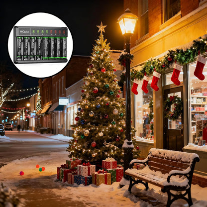 8-Bay Smart Charger with AA AAA Rechargeable Battery, 4 X 2800Mah AA & 4 X1100Mah AAA Batteries – Fast Charging for Home Camera Devices